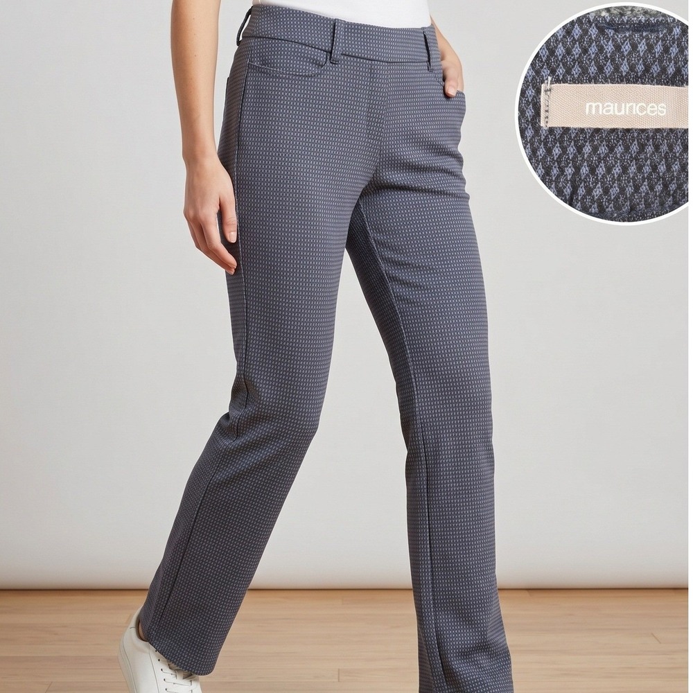 Maurices Womens Navy‎ Blue Diamond Textured Dress Pants S Small Regular Flare